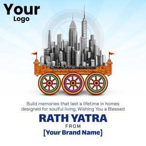 Rath Yatra festival image with a city skyline background
