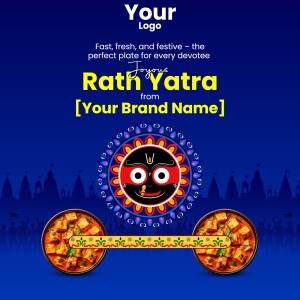 Rath Yatra festive offer with food and chariot illustration