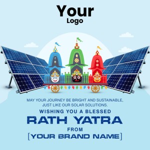 Rath Yatra celebration with solar panels in the background