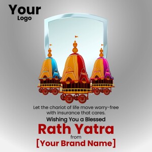 Rath Yatra festival illustration with chariots and text