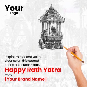 Rath Yatra celebration image with a chariot and pencil