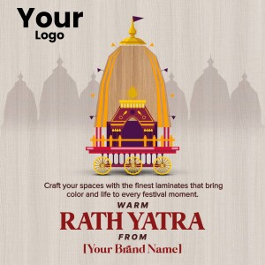 Illustration of a Rath Yatra chariot with temple background