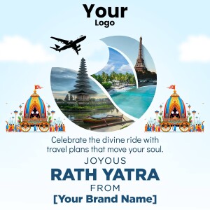 Rath Yatra travel promotion with iconic landmarks