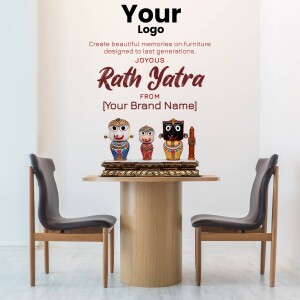 Rath Yatra themed wall decor with traditional dolls and furniture