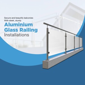 Modern aluminum and glass railing system for balconies and stairs