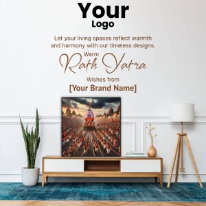 Rath Yatra artwork displayed in a modern living room setting