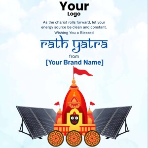 Rath Yatra festival greeting with a chariot and solar panels