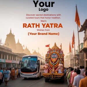 Rath Yatra festival image with a decorated chariot and crowd