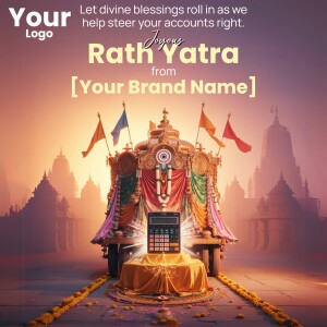 Rath Yatra festival image with a decorated chariot and temple in the background.
