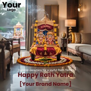Decorated Rath Yatra chariot in a living room setting