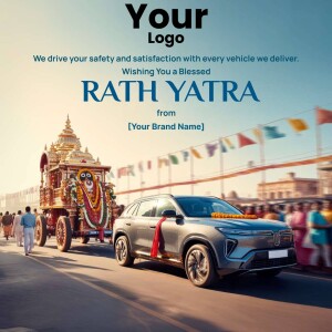 Rath Yatra celebration with a car in the foreground