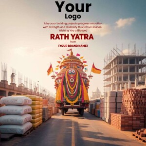 Rath Yatra celebration with construction site backdrop