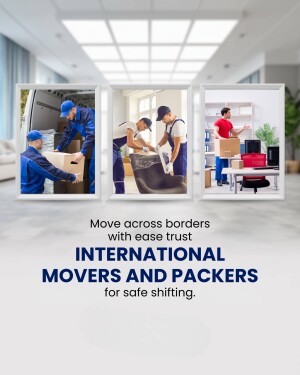 Image of movers and packers with text 'International Movers and Packers'