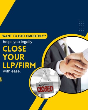Image depicting a handshake and a 'Closed' sign, promoting legal assistance for closing a business.