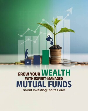 Image depicting a growing plant symbolizing wealth growth with mutual funds and financial charts.