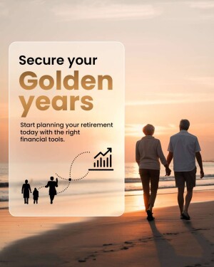 Couple walking on the beach with retirement planning graphic