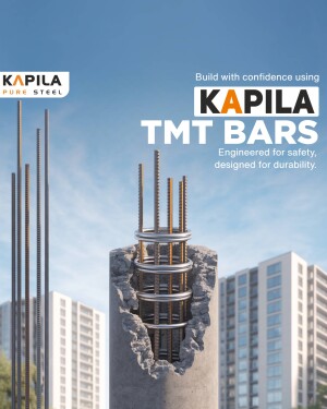 Kapila TMT Bars advertisement showing reinforced concrete structure