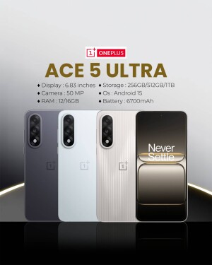 OnePlus Ace 5 Ultra smartphone in multiple colors