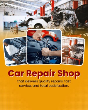 Collage of images showcasing car repair shop services and mechanics at work.