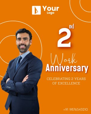 Image celebrating a 2nd work anniversary with a professional portrait.