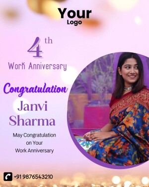 Work anniversary celebration post for Janvi Sharma