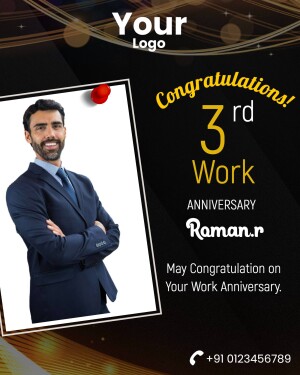 Work anniversary celebration post featuring Roman