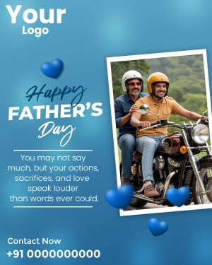 Father and son riding a motorcycle for Father's Day