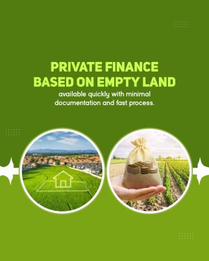 Image promoting private finance options for land-based investments.