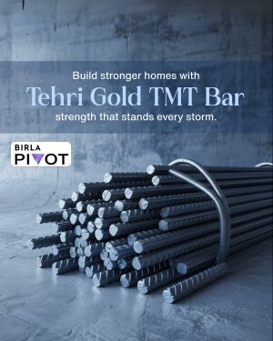 Close-up of Tehri Gold TMT Bars with Birla Pivot logo