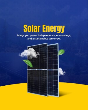 Solar panel with clouds and leaves, promoting eco-friendly energy
