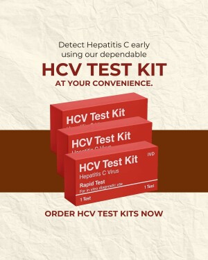 Image of HCV Test Kits with text promoting early detection of Hepatitis C