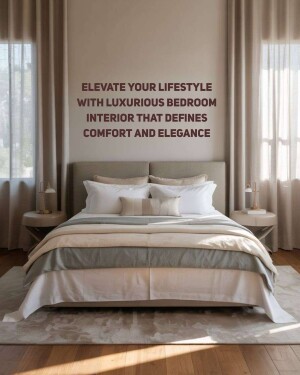 A beautifully decorated bedroom with a large bed and neutral color scheme.