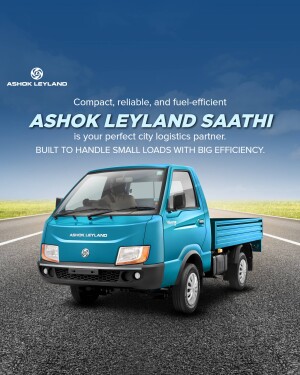 Blue Ashok Leyland Saathi truck on a road