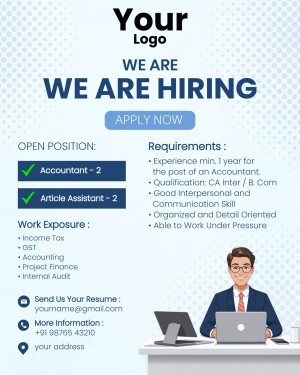 Job advertisement for Accountant and Article Assistant positions