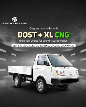 White Ashok Leyland DOST + XL CNG truck on a gradient background