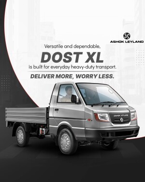 Silver Ashok Leyland Dost XL truck parked on a gradient background