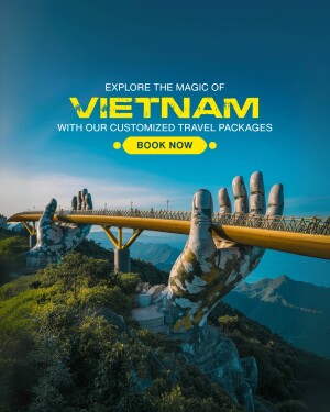 Golden Bridge in Ba Na Hills, Vietnam - Travel Advertisement