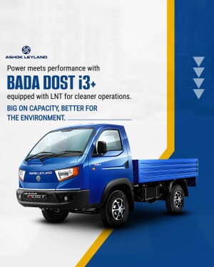 Blue Ashok Leyland Bada Dost i3+ truck with LNT technology