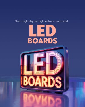 Image of a glowing LED board with customizable text.