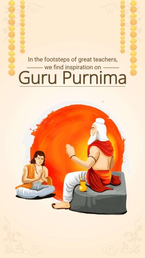 Guru Purnima illustration with a Guru and disciple