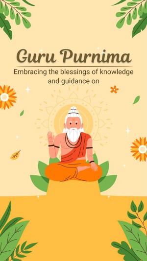 Guru Purnima illustration with a Guru in meditation pose