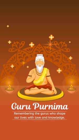Guru Purnima illustration with a sage and decorative elements