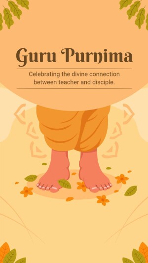 Guru Purnima greeting with feet and floral design