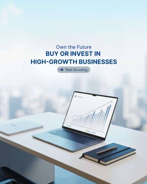 Laptop displaying a growth chart with text promoting investment opportunities.