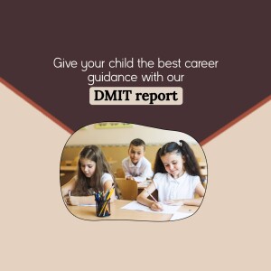 Image promoting DMIT report for career guidance, showing children studying.