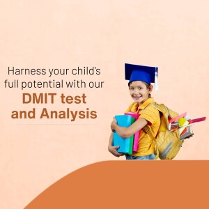 A young student with books and a graduation cap promoting a DMTIT test.