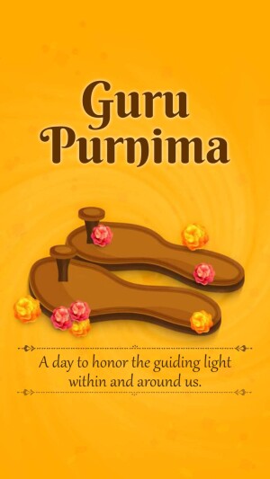 Guru Purnima image with Guru Paduka and flowers