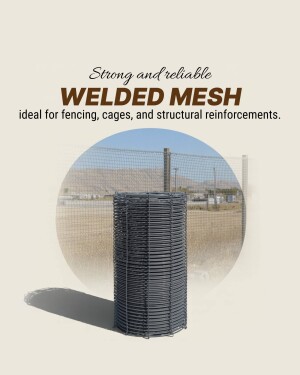 Roll of welded mesh wire with a desert landscape background