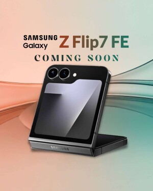 Samsung Galaxy Z Flip7 FE foldable smartphone advertisement