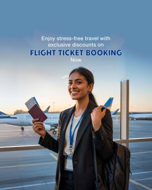 Woman holding passports and boarding pass at airport with airplane in background